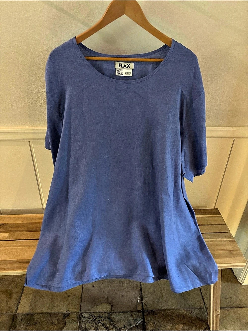 FLAX Women's Linen Short Sleeve Top Size Medium